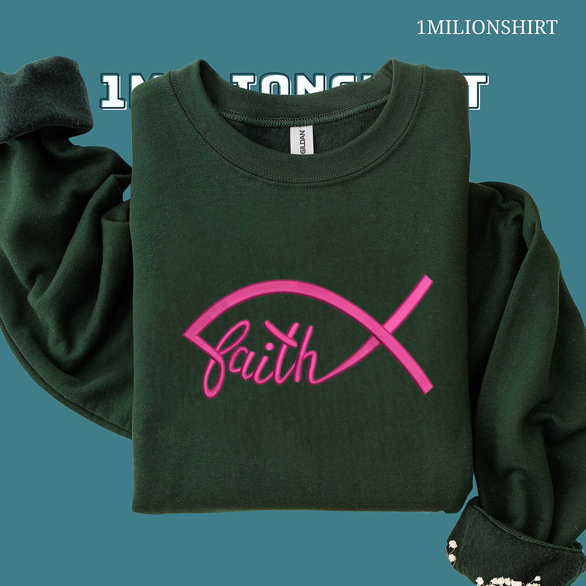 Ichthus Fish Embroidered T-Shirt – Christian Symbol Tee