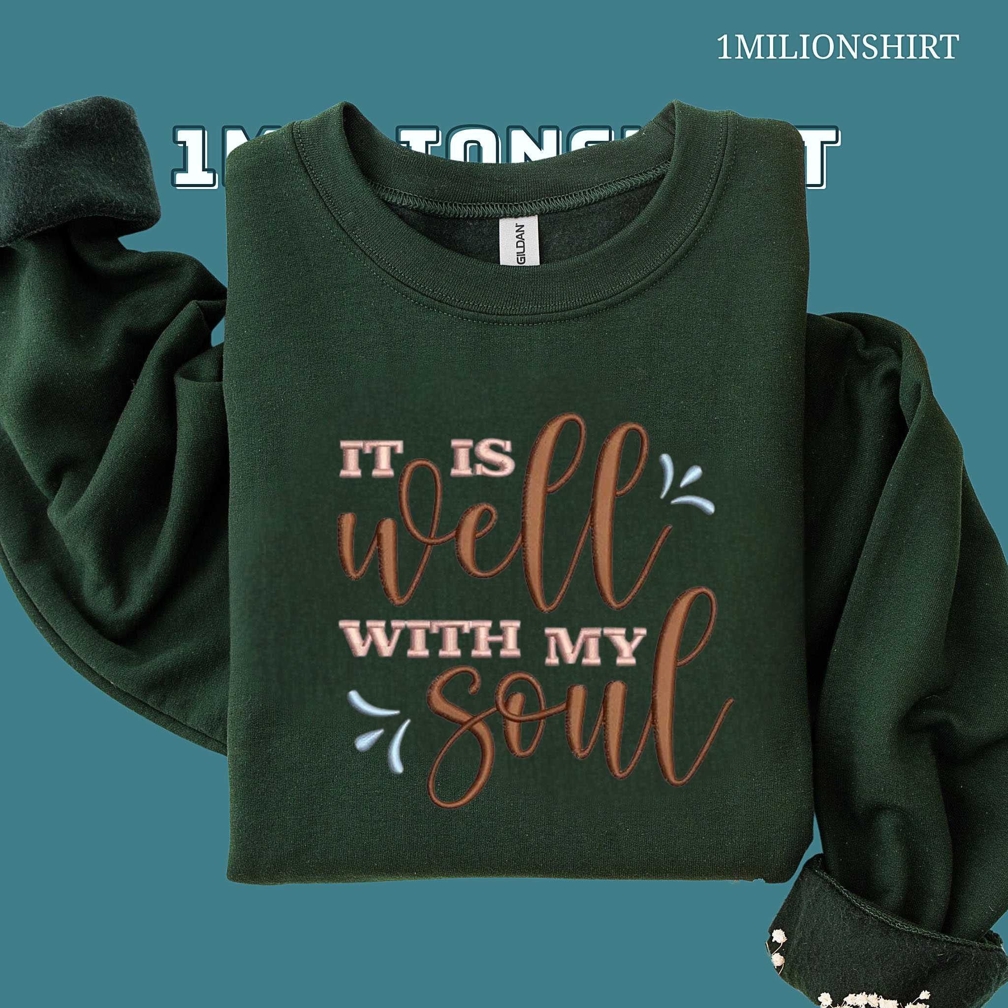 It Is Well With My Soul Embroidered T-Shirt – Peaceful Faith Tee