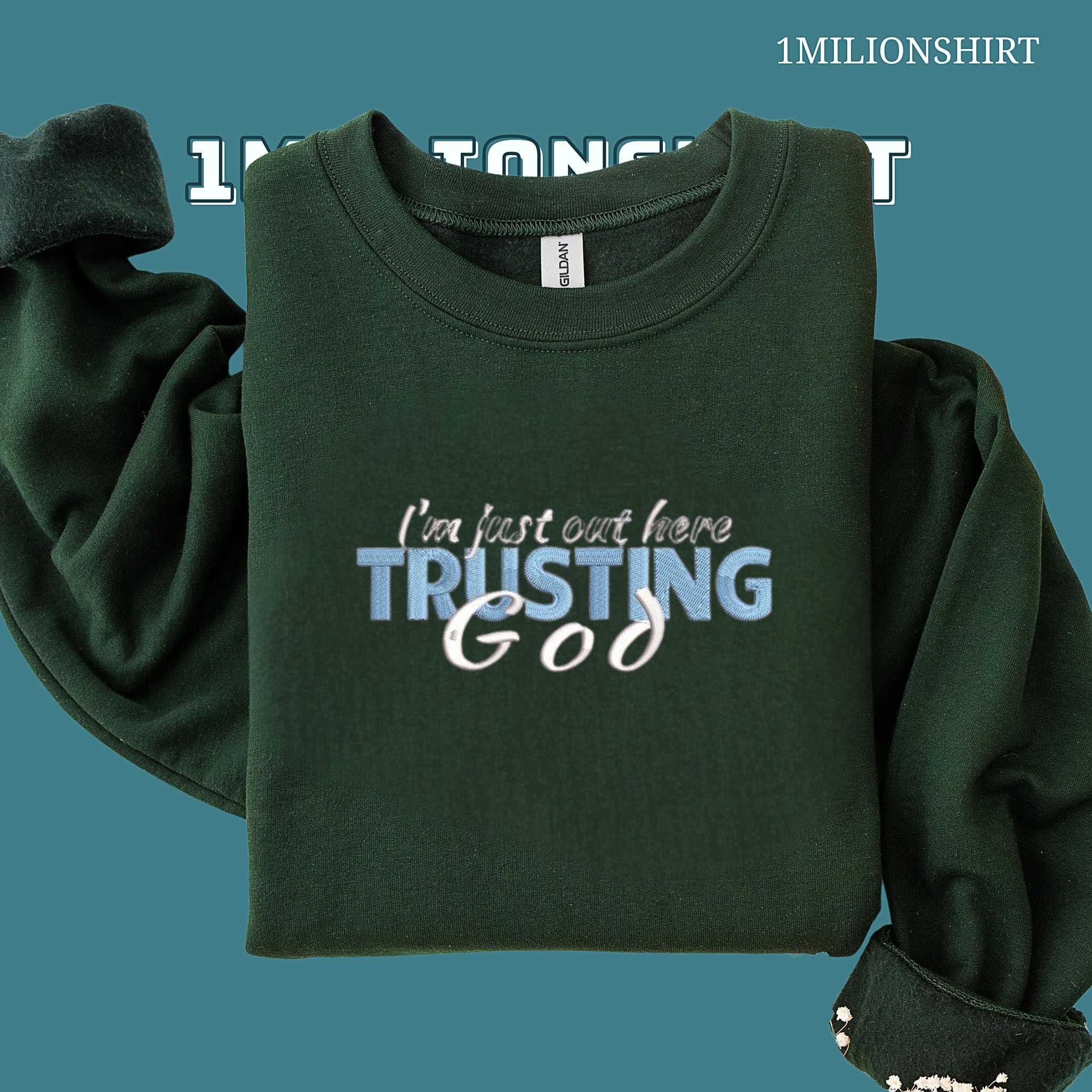 Trusting God Embroidered T-Shirt – Minimal Christian Faith Tee