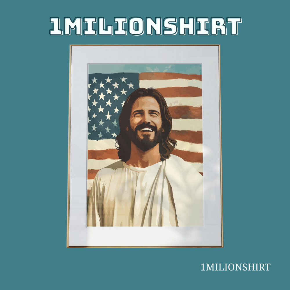 Jesus And American Flag Poster – Patriotic Christian Wall Art