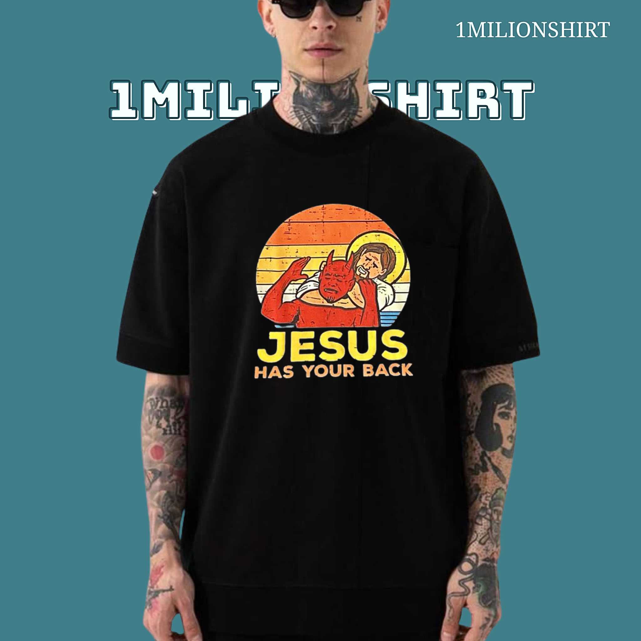 Jesus Has Your Back Tee, Christian Jiu Jitsu Shirt, Retro Unisex Style