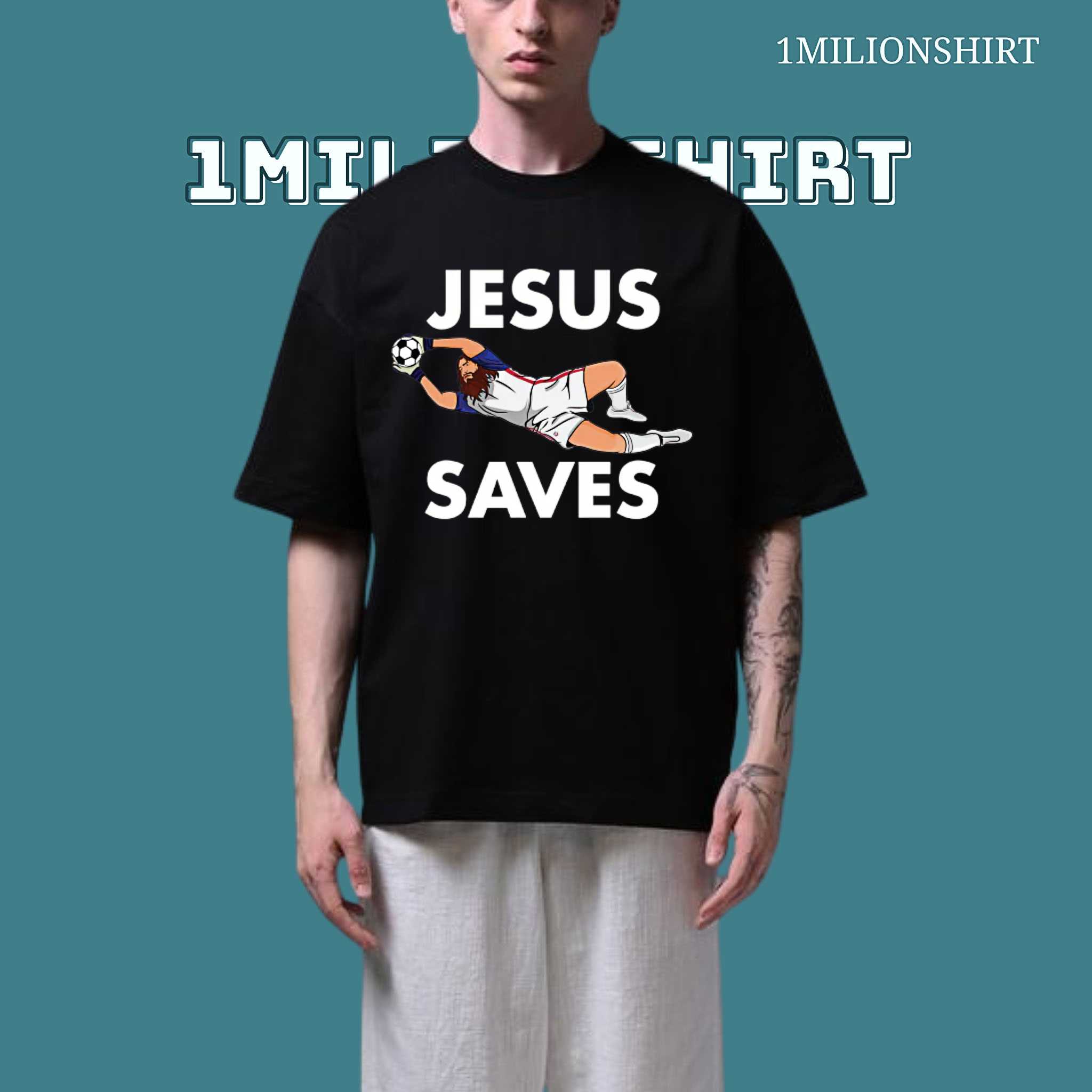 Unisex Soccer Tee, Jesus Saves Shirt, Christian Faith T-Shirt