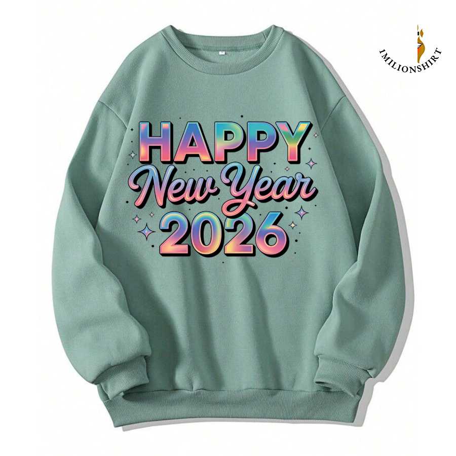 Happy New Year 2026 Gradient Print Sweatshirt