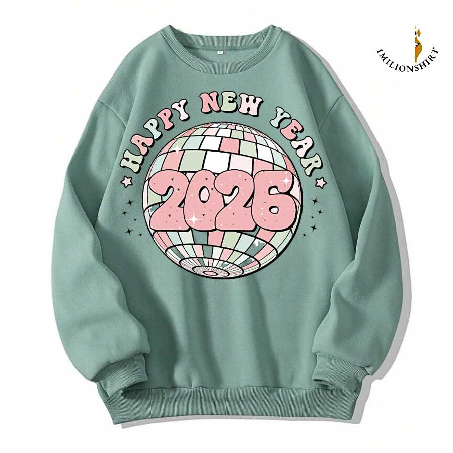Happy New Year 2026 Disco Ball Sweatshirt