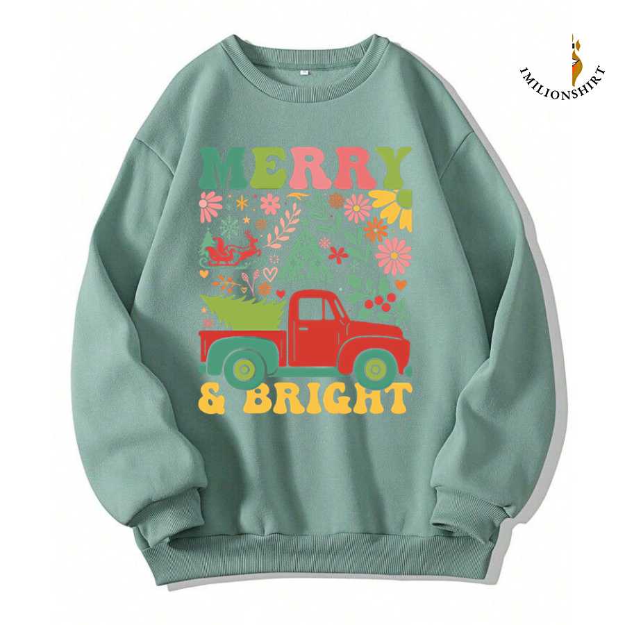Merry & Bright Christmas Truck Sweatshirt