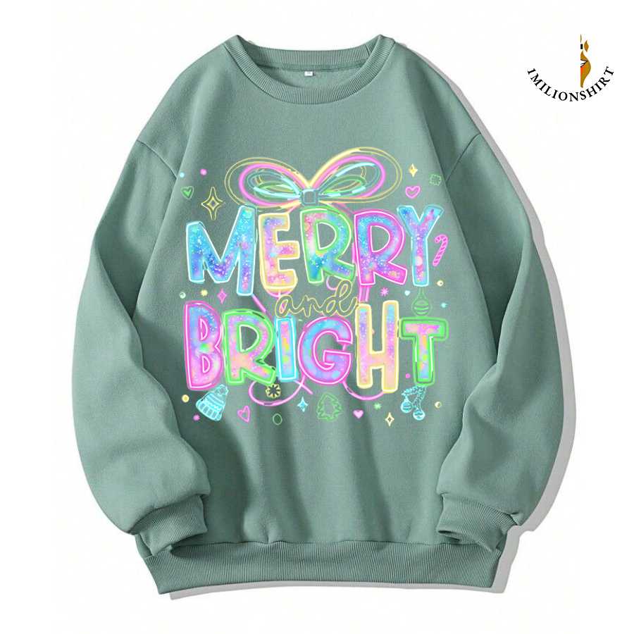 Merry & Bright Pastel Christmas Sweatshirt