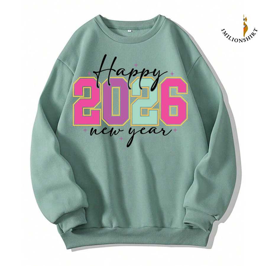 Happy 2026 New Year Block Print Sweatshirt