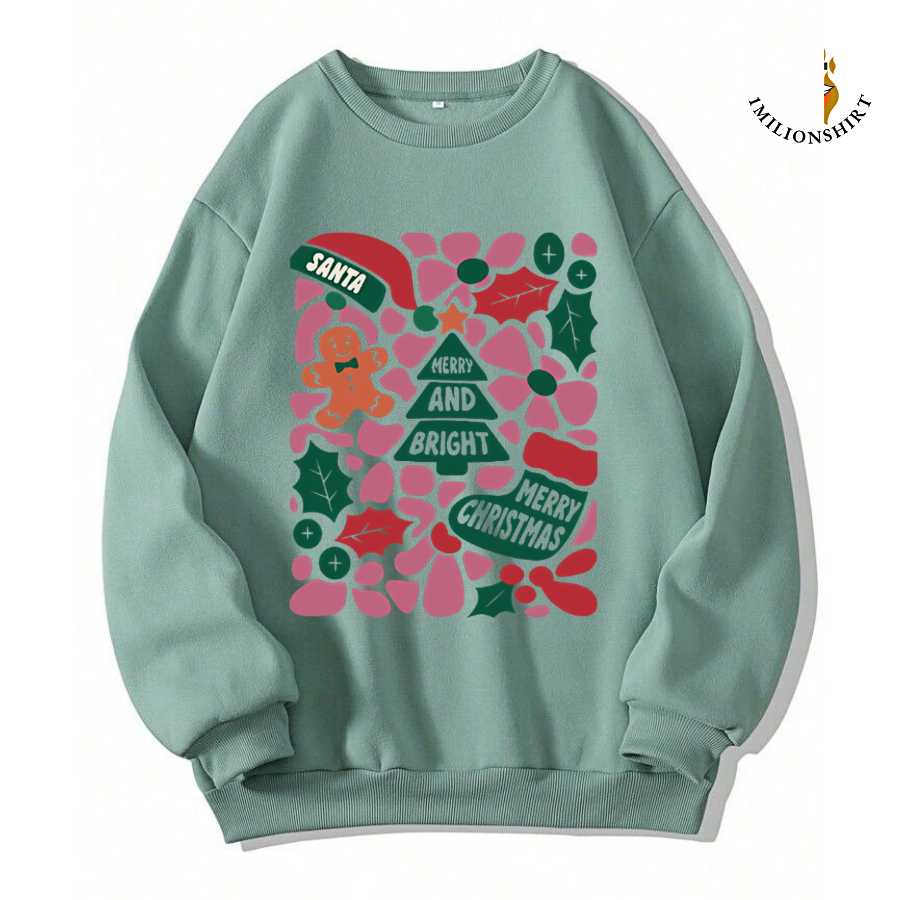 Merry And Bright Christmas Plaid Sweatshirt