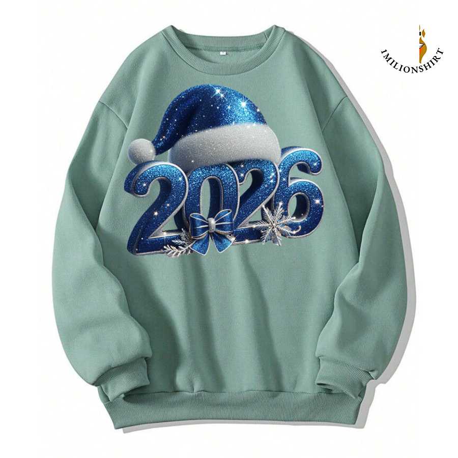 Sparkling 2026 Santa Hat Sweatshirt
