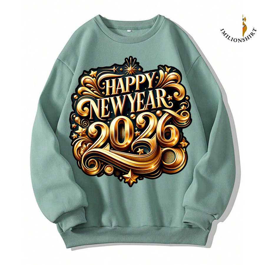 Golden Happy New Year 2026 Stars Sweatshirt