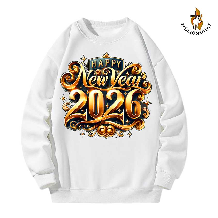 Golden Happy New Year 2026 Vintage Sweatshirt