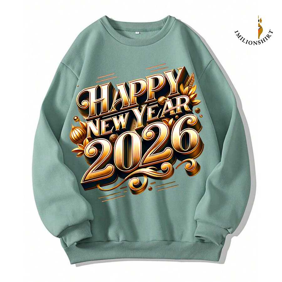 Golden Happy New Year 2026 Sparkling Sweatshirt