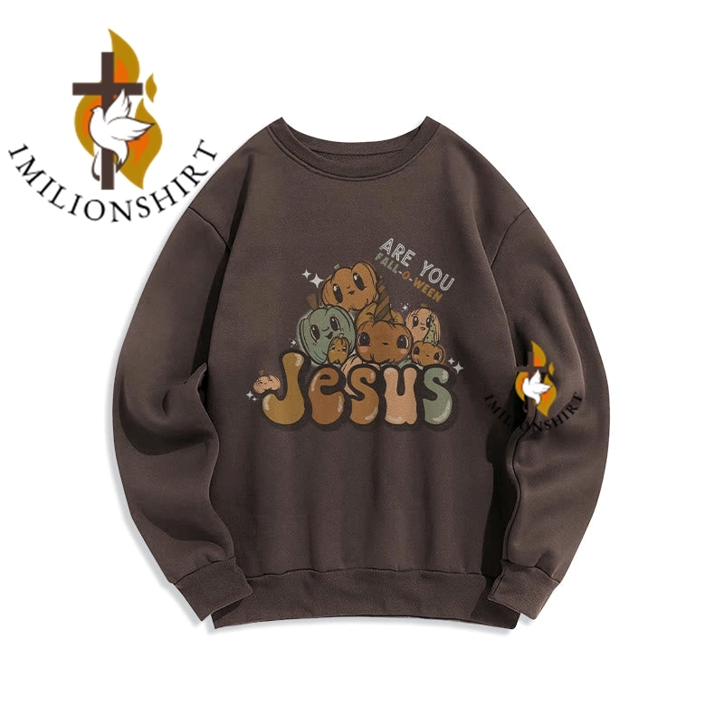 Whimsical Pumpkin Design With Jesus Sweatshirt